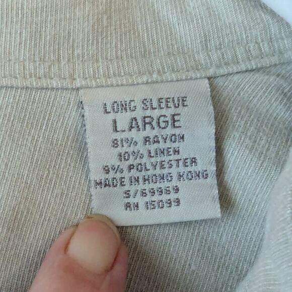 Fieldmaster Casual Button Down long sleve Shirt - Light Tan SZ L linen blend - Picture 8 of 9